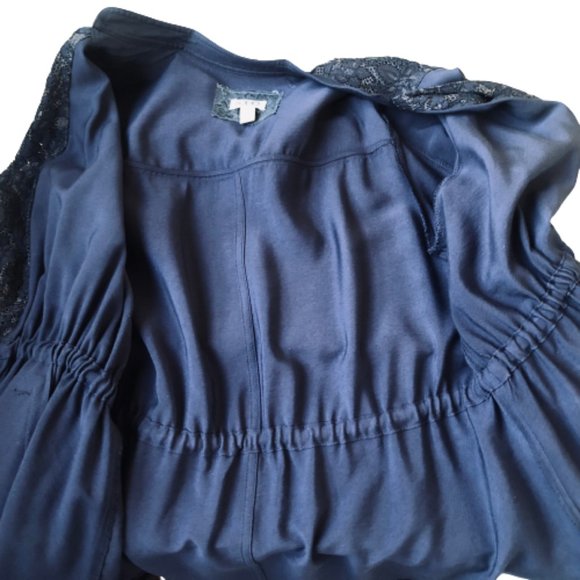 Logo By Lori Goldstein Jacket Waterfall Drawstring Cinch Lace - Picture 10 of 12